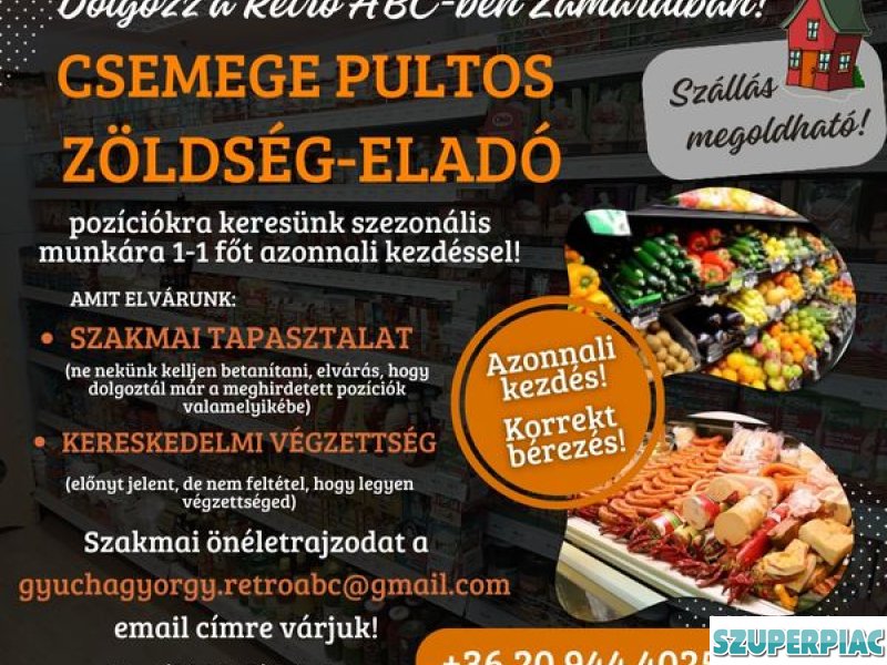 Csemege Pultos és Zöldségeladó állás Zamárdiban