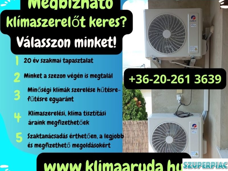 Klímák telepítése klíma tisztítás karbantartás