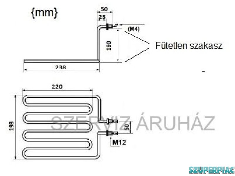 Olajsütő fűtőbetét 3250W 230V