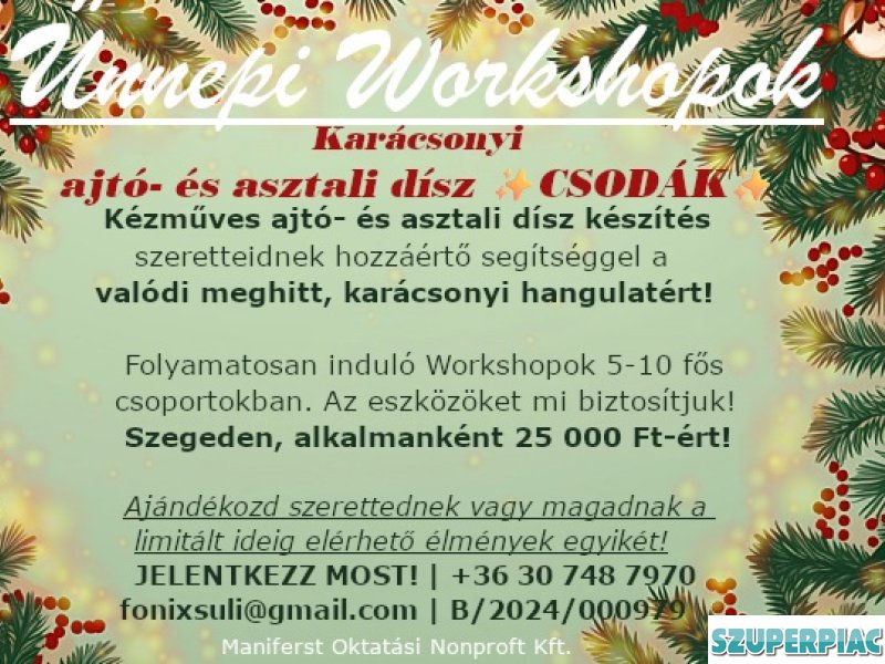 Karácsonyi ajtó és asztali dísz csodák WORKSHOP