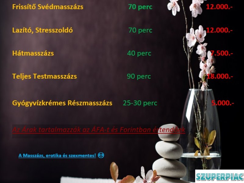 FrissítőLazítóStresszoldó Masszázs Kizárólag Hölgyeknek