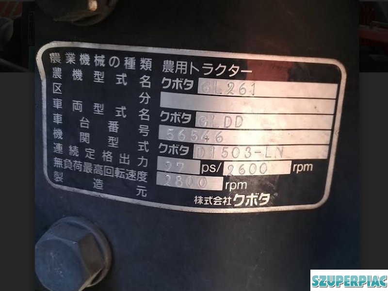 Kubota GL261 japán kistraktor eladó